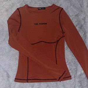 TIGHT FIT, BURNT ORANGE SHIRT!!